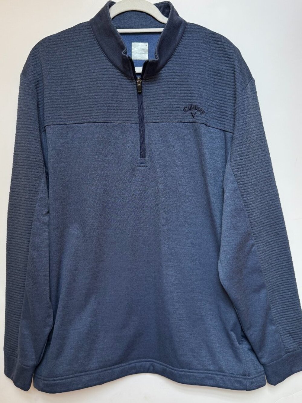 Callaway Mens XL Dual Utility Quarter Zip Pullover Navy Blue Long Sleeve Fleece